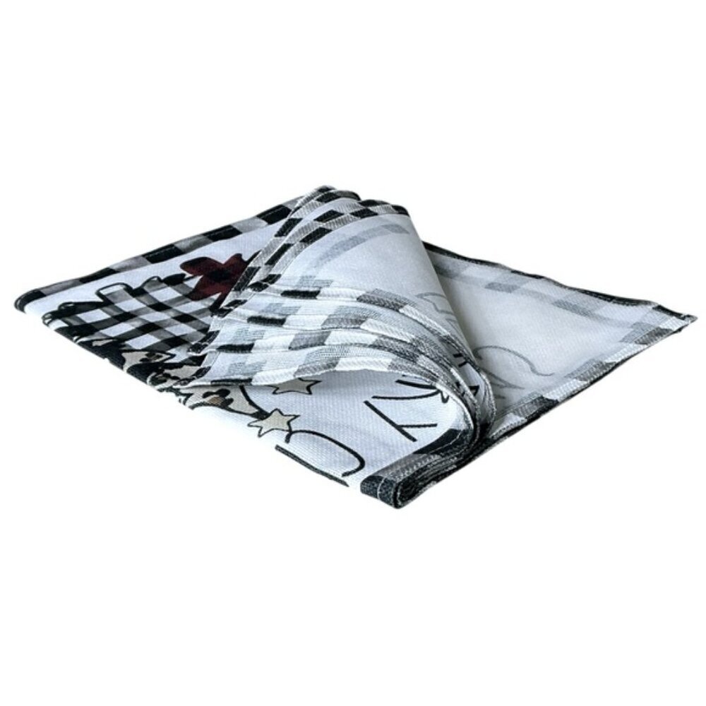 Christmas Placemats Trees Buffalo Plaid Placemats Black White 12 x 18 4 PC Set - Picture 9 of 16